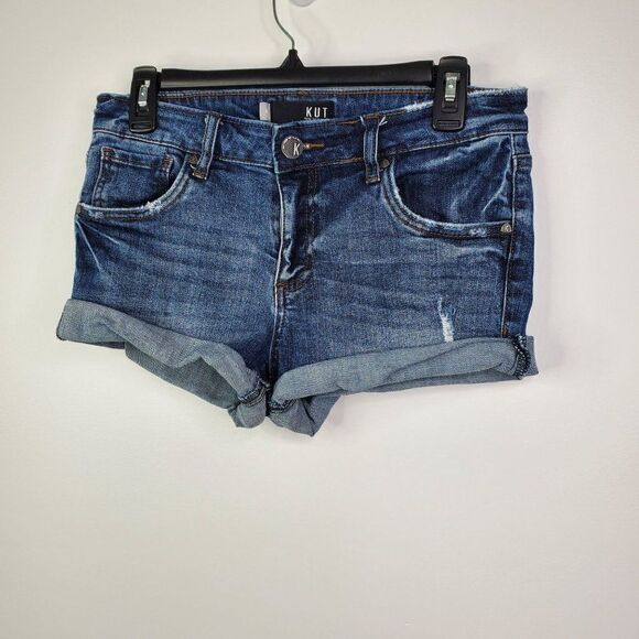 Kut From The Kloth Gidget Fray Short Denim Shorts SZ 4 - Picture 3 of 11